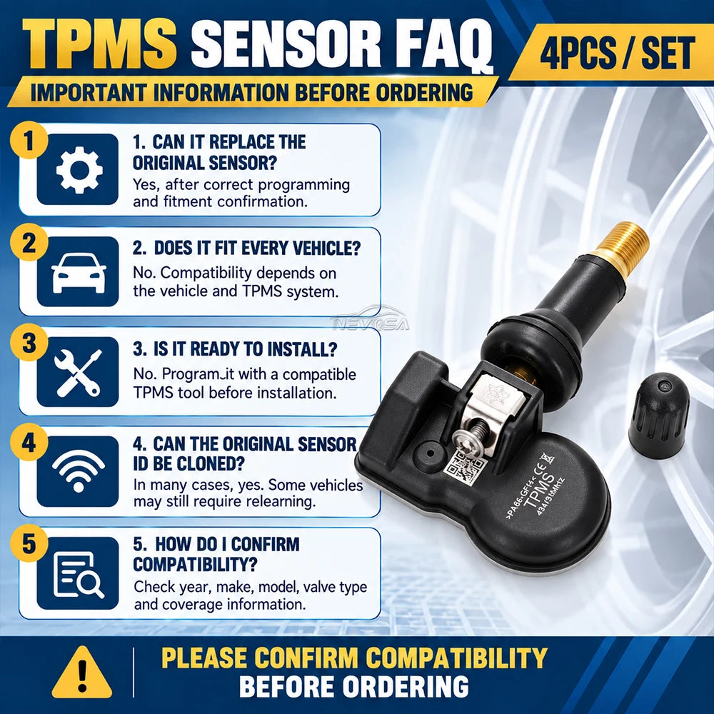 Universal Programmable TPMS Tire Pressure Cloning Original Sensor ID 315MHz 433MHz Work With TS5 - Automotive LED Light