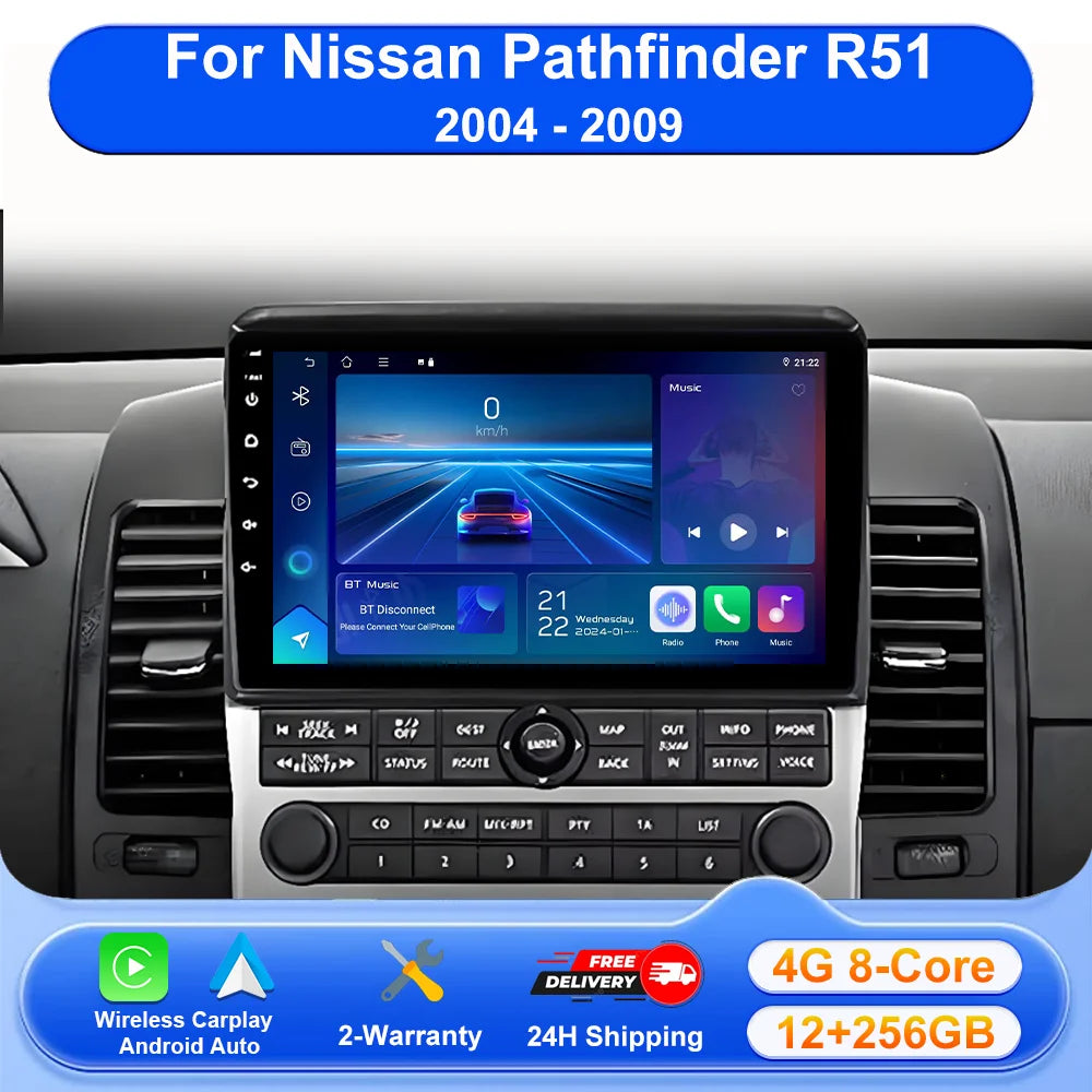 Car Radio For Nissan Pathfinder R51 2004 - 2009 Multimedia Video Player Carplay Android Au