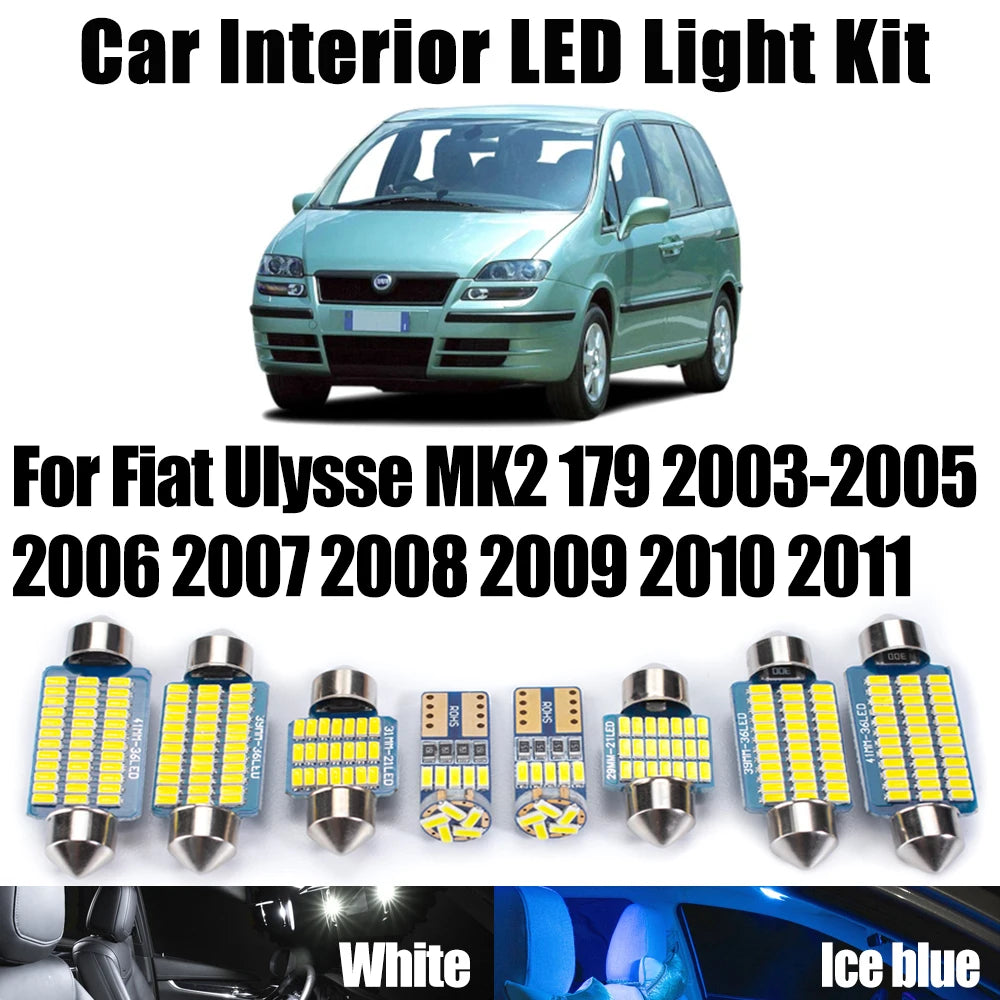 16-Piece LED Interior Light Kit for Fiat Ulysse 2 MK2 179 2003- 2010 - Canbus Dome Map Door Trunk Bulbs | AUTOKITSHOP