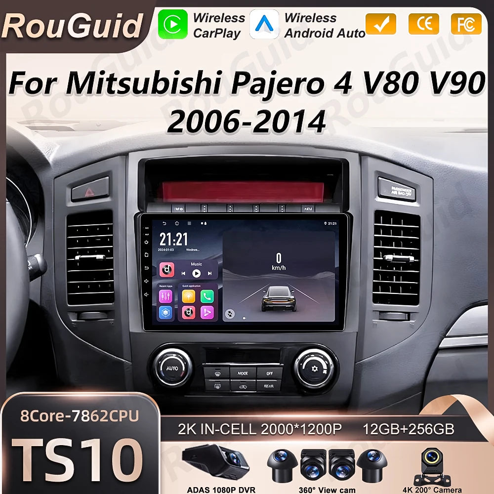 Android 16 Carplay Car Radio For Mitsubishi Pajero 4 V80 V90 2006 - 2014 Auto Video Multim | AUTOKITSHOP