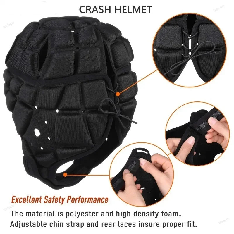For Adult Unisex Sports Training EVA Padded Shockproof Head Guard Protective Helmet Rugby Footba - Automotive LED Light