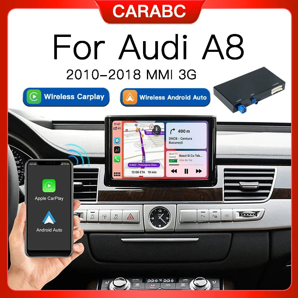 CARABC For Audi A8 D3 Wireless CarPlay Android Auto module 2010-2018 MMI 3G with AirPlay M | AUTOKITSHOP