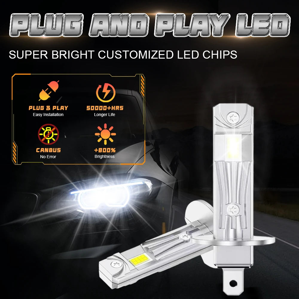 H1 LED High Power Headlight 800W 500000LM Super Bright Wireless Plug And Play Spotlight Au