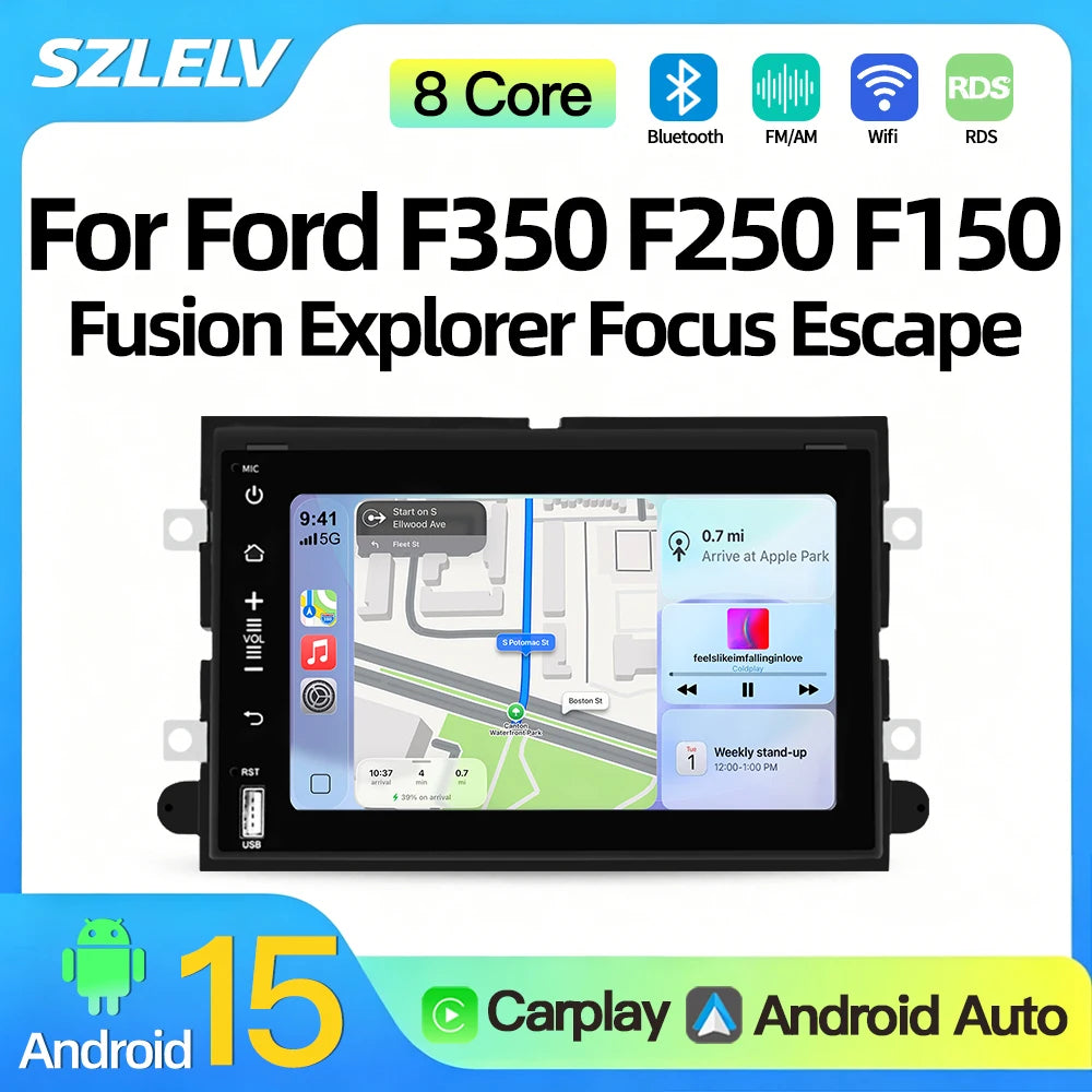 SZLELV Android15 Auto Video Player Car Radio For Ford F150 F250 F350 Mercury Explorer Must