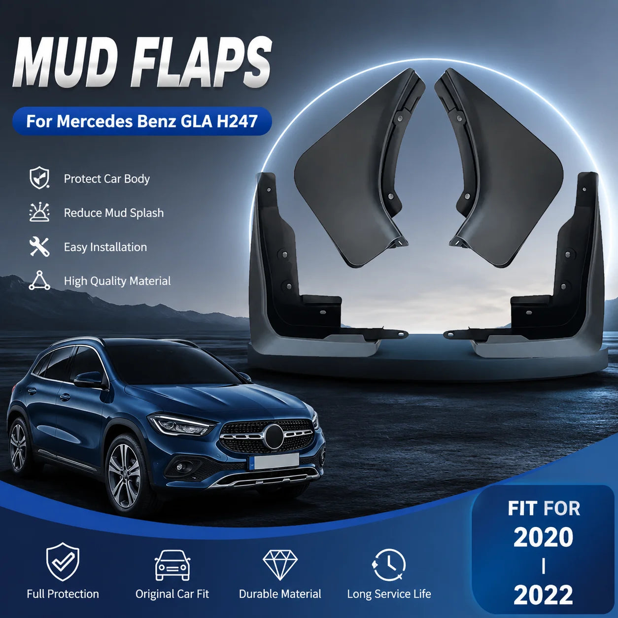 For Mercedes Benz GLA H247 2020~2022 Car Mud Flaps Mudguards Fenders Flares Splash Durafla | AUTOKITSHOP
