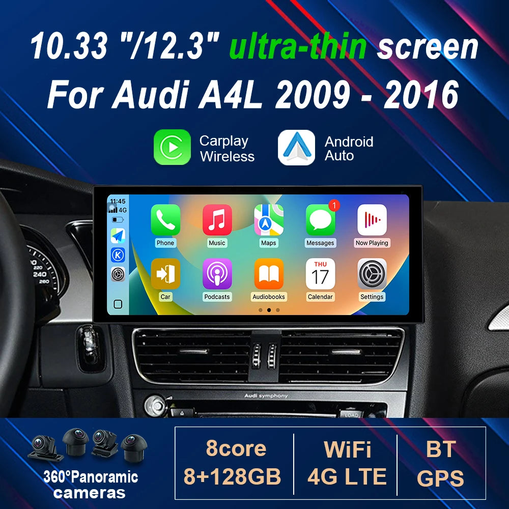GPS Navigation for Audi A4L 2009 - 2016 Wireless Carplay HD Touch Screen 4G WIFI Android 1