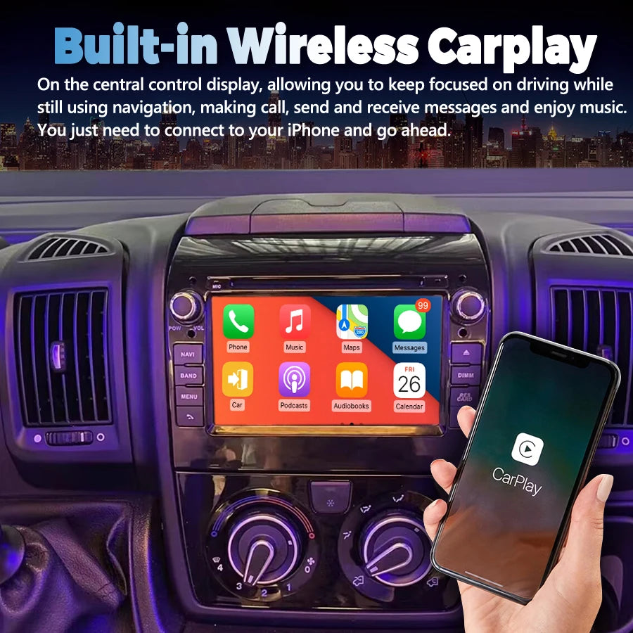 For Fiat Ducato Peugeot Boxer Citroen Jumper 2 2006-2016 Car Radio Android Screen Carplay