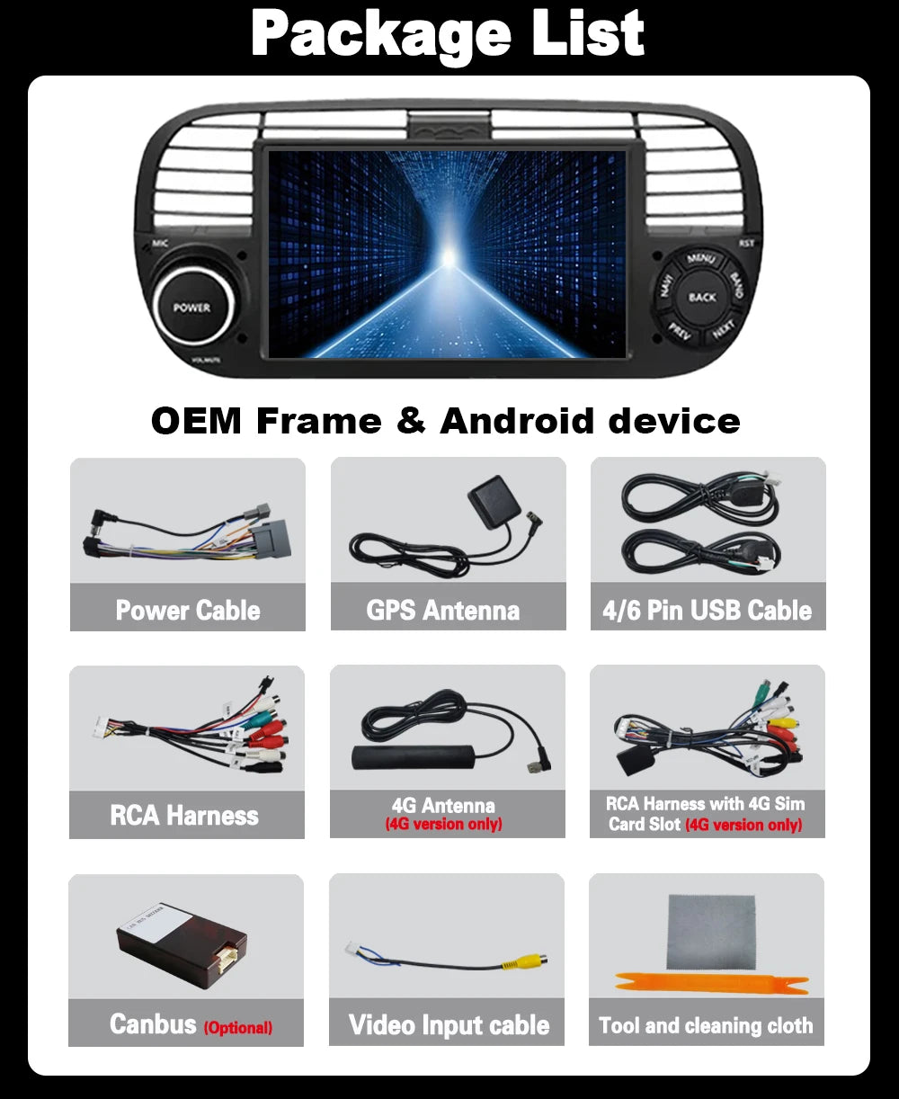 7'' Android 15 Car Radio Stereo For Fiat 500C 595 Abarth 2007-2016 Multimedia Player Wirel