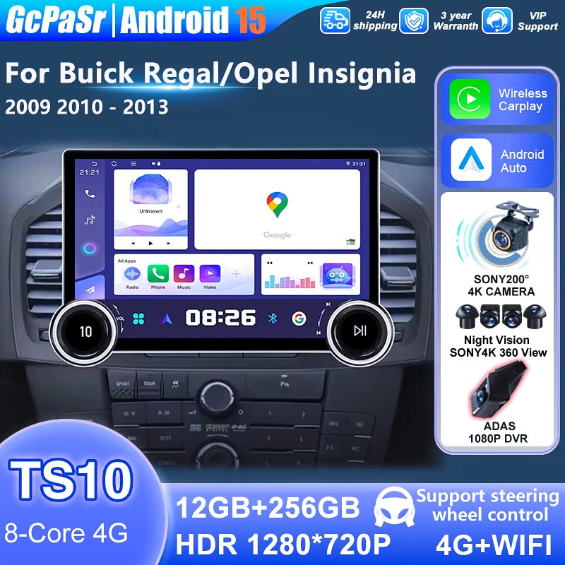 5G WIFI For Buick Regal Opel Insignia 2009 - 2013 Car Android Auto Radio Carplay Navigatio