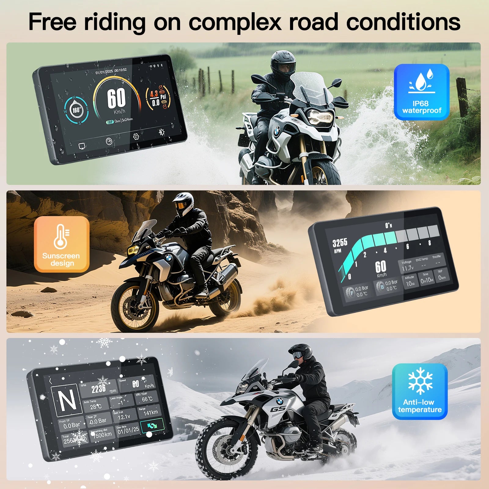 For BMW Motorcycle Portable GPS Navigation Wireless CarPlay Android auto 6-inch IPX8 Navig