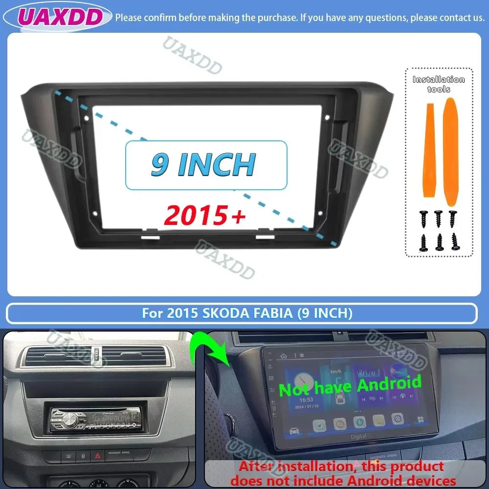 For 2008-2015 SKODA FABIA 9 10INCH Car stereo radio Android frame panel fascia cable harne