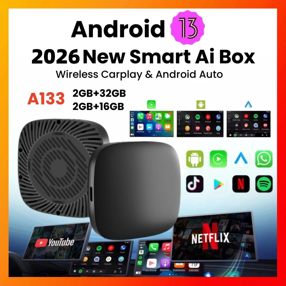 Android 13 CarPlay Ai Box Wireless Box for Netflix YouTube Wireless Carplay Android Auto C | AUTOKITSHOP