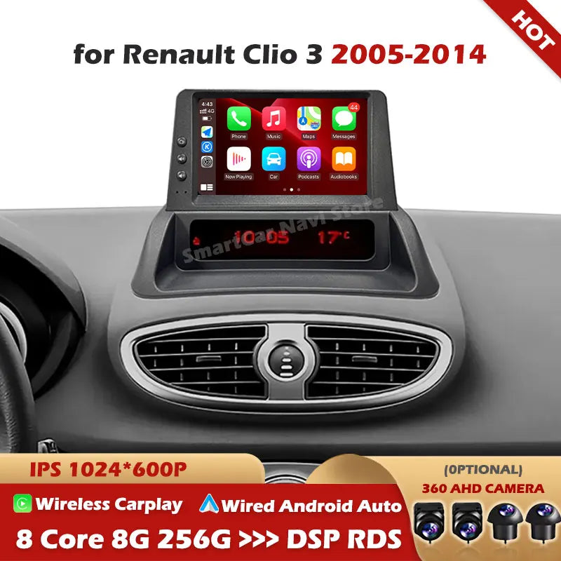 7'' For Renault Clio 3 2005-2014 Car Radio wireless CarPlay Android Auto car intelligent s