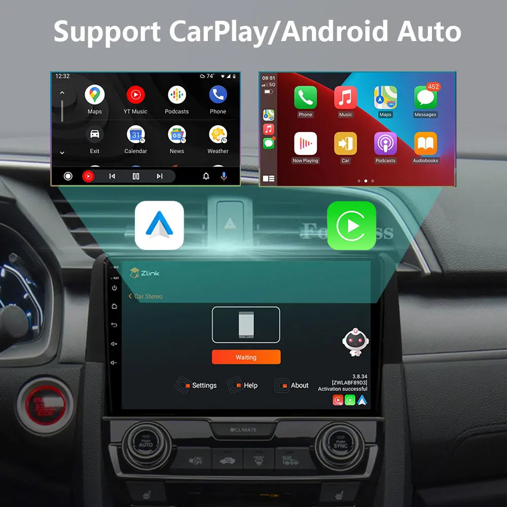 Andriod Car stereo radio For Honda Civic 10th 10gen 2015 - 2021 Multimedia Player Wireless