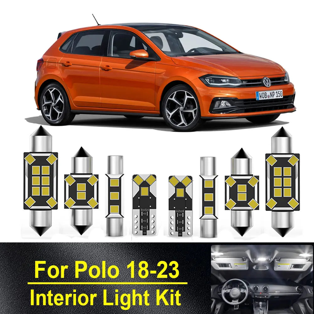 10-Piece LED Interior Light Kit for Volkswagen VW Polo MK6 VI AW1 BZ1 - Canbus Error-Free Bulbs | AUTOKITSHOP