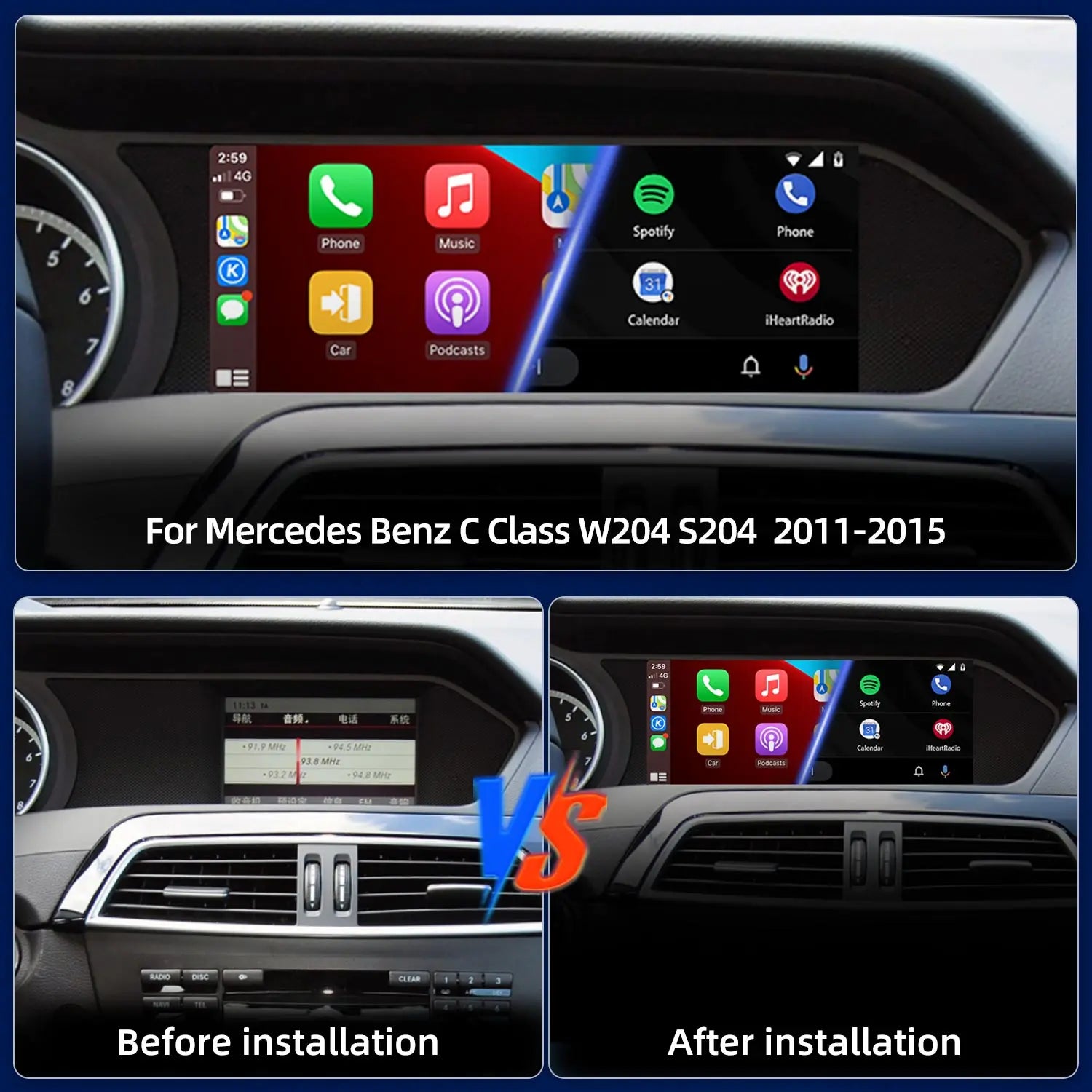 LED Interior Light Kit for Mercedes CClass S204 W204 - Canbus Error-Free Interior Bulbs
