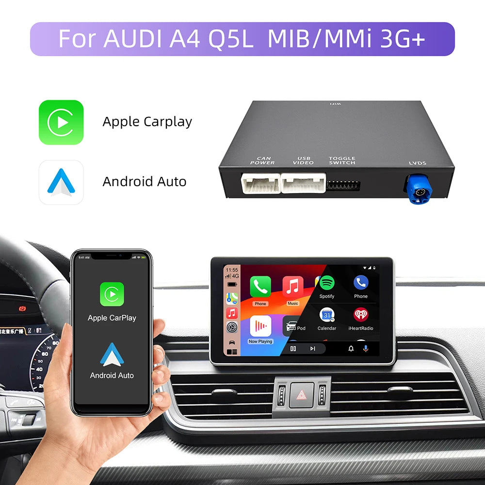 OEM Screen Upgrade Decoder Box for Audi A4, A5,Q5 2008-2018 MMI 3G with CarPlay & Android