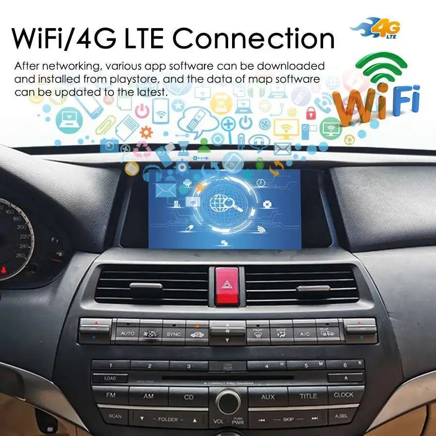 128GB Car Radio Android 14 Multimedia Video Player For Honda Accord 8 Crosstour 2008-2012