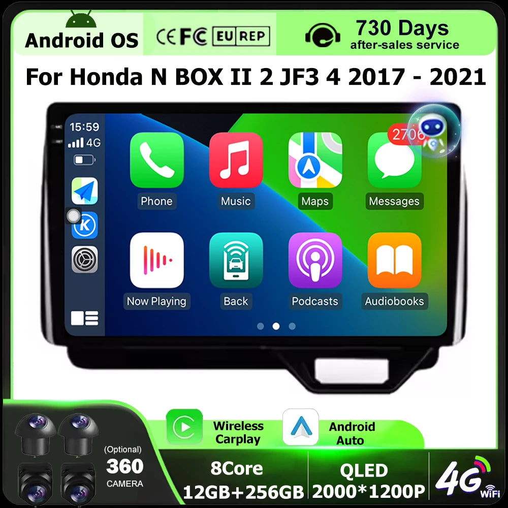 360 Camera Car Radio Multimedia Video Player GPS Navigation For Honda N BOX II 2 JF3 4 201