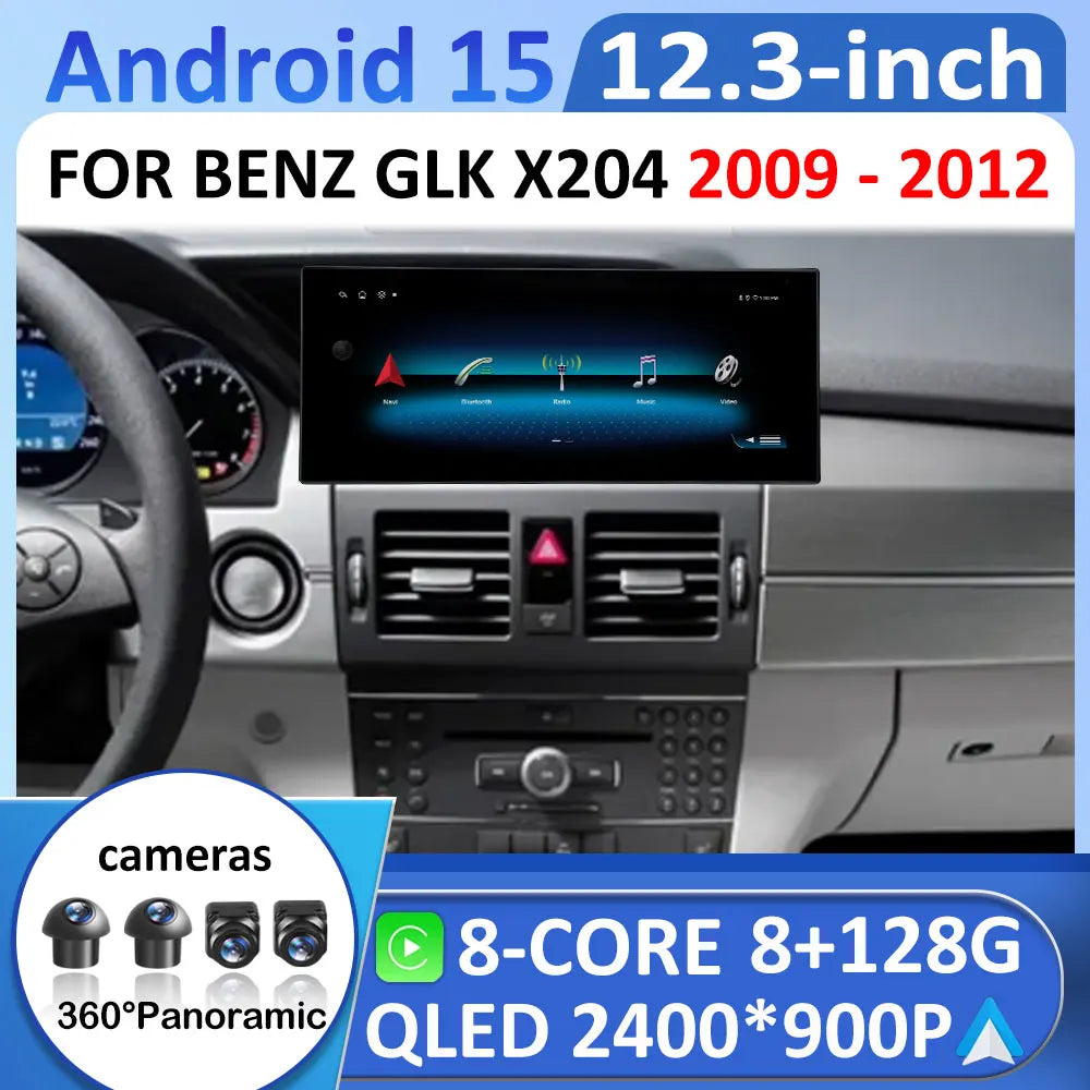 FOR BENZ GLK X204 2009 2010 2011 2012 Wireless Carplay GPS Navigation Android 15 QLED Touc | AUTOKITSHOP