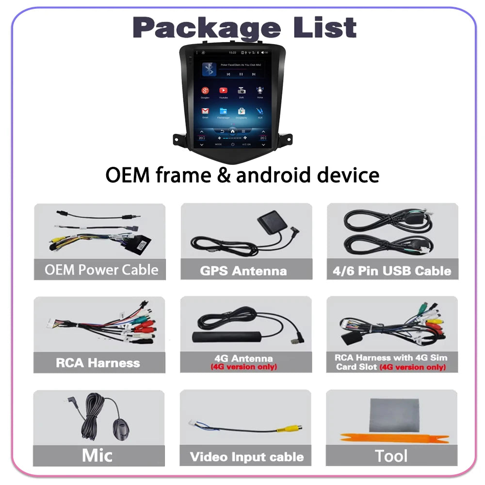 BT For Chevrolet Cruze J300 2008 2009 2010 2011- 2012 Android 16 Car Radio Multimedia Navi