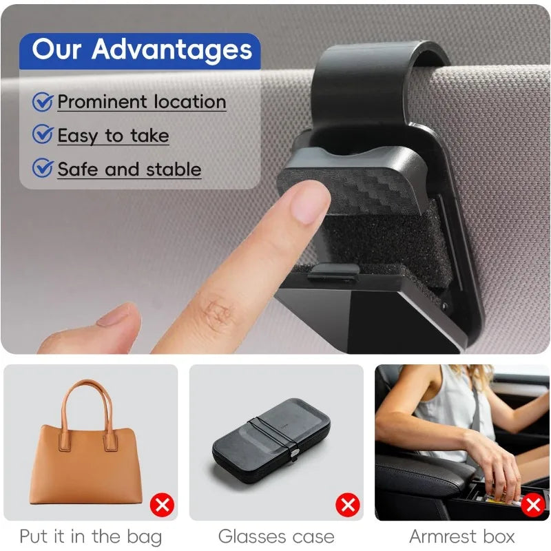 Car Sun Visor Sunglasses Clip Holder Universal Stable Glasses Hanger Card Ticket Organizer Inter - Automotive LED Light