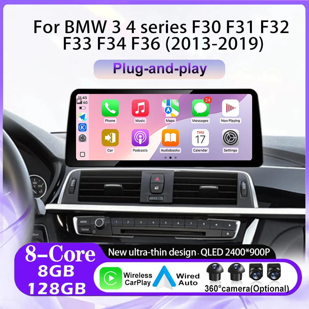 Android 16 Ultra-thin Screen Car Radio Multimedia Player For BMW 3 4 Series F30 F31 F32 F3