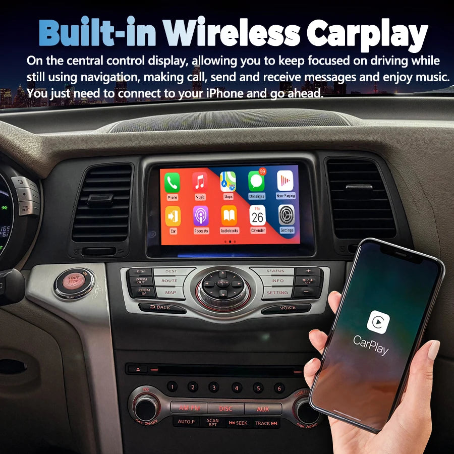 8+256G Screen Radio Tape Recoder 2 Din Android 15 For Nissan Murano Z51 2011-2015 DSP HU S