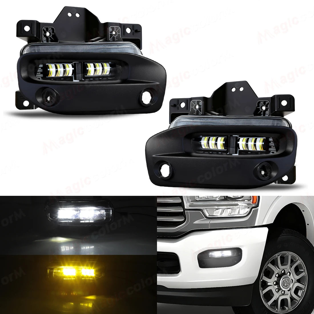 LED Fog Lamps For Dodge Ram 2500 3500 2019 2020 2021 2022 2023 2024 Car Front Bumper Headl | AUTOKITSHOP