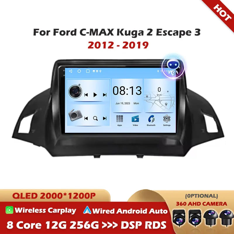 For Ford C-MAX Kuga 2 Escape 3 2012 - 2019 Android 16 Car Radio Multimedia Player Navigati