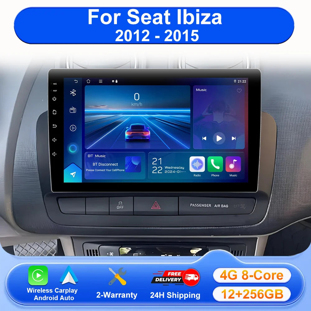 Android 16 For Seat Ibiza 2012 - 2015 Android Auto Radio Car Multimedia Video Player 4G WI