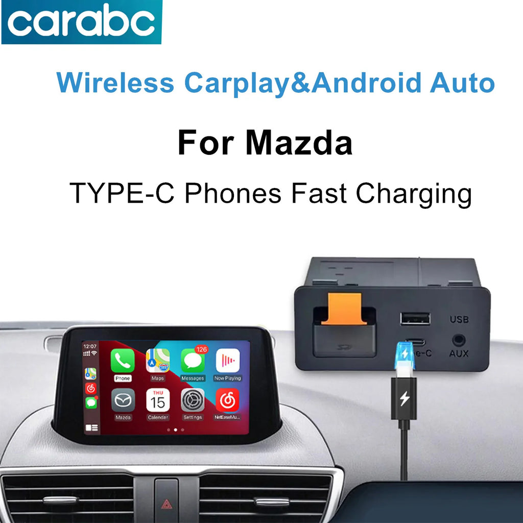CARABC TYPE-C Wired CarPlay Android Auto OEM Retrofit USB HUB for Mazda 2 3 6 CX3 CX5 CX8