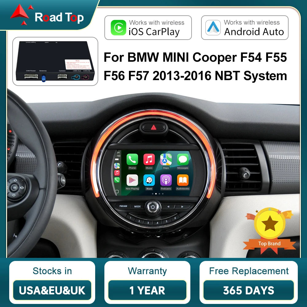 CN RoadTop CarPlay Wireless Android Auto For MINI Cooper John Cooper Works Cooper F54 F55