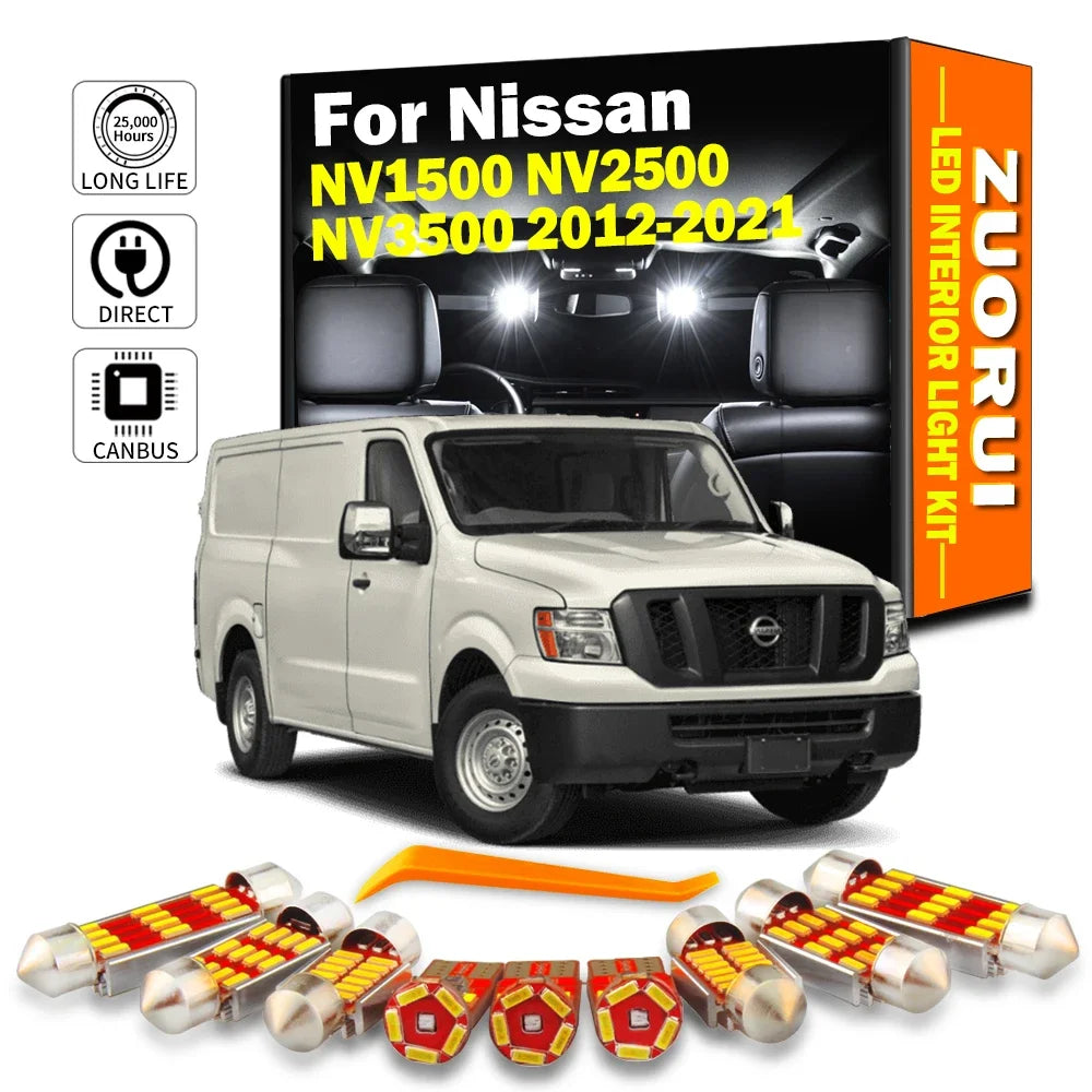 16-Piece LED Interior Light Kit for Nissan NV1500 NV2500 NV3500 2012-2017 - Canbus Dome Map Door Trunk Bulbs | AUTOKI...