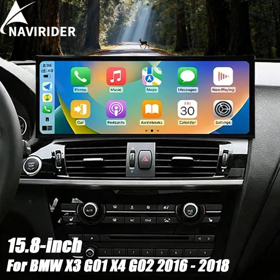 15.8inch Wireless Carplay For BMW X3 F25 G01 X4 F26 G02 2016-2018 Android Auto GPS Navigat