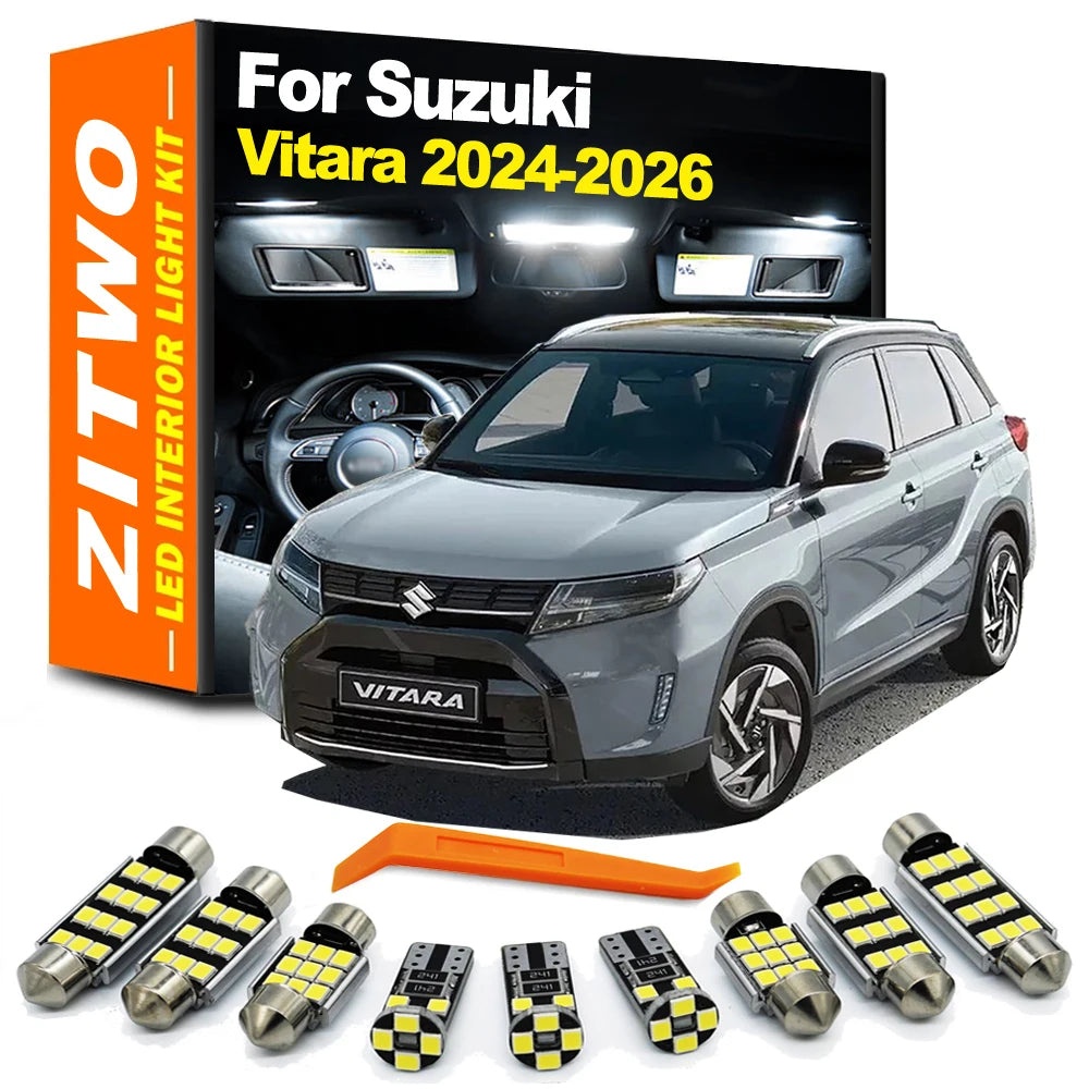 ZITWO 11Pcs For Alll New Suzuki Vitara 2024 2025 2026 LED Interior Light Dome Map Reading License Plate Lamp Canbus No Error