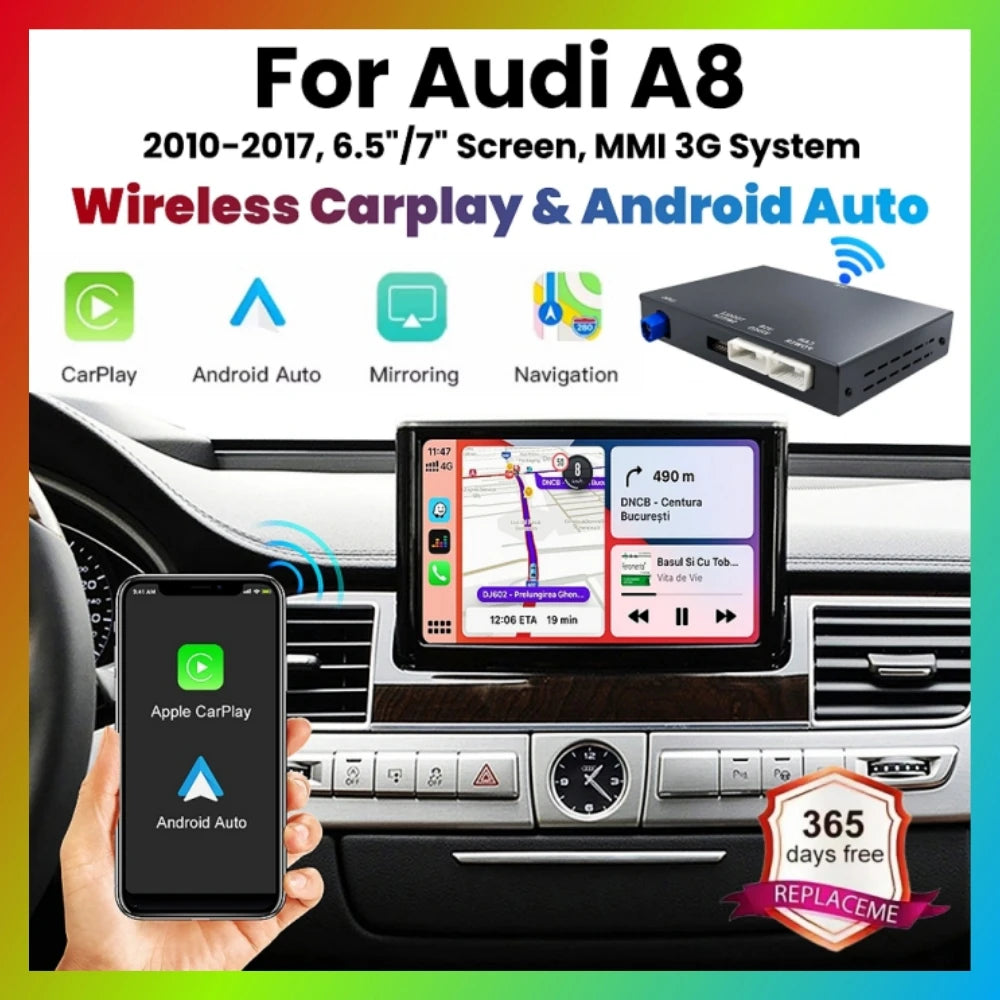 ANYFAR Wireless CarPlay Android Auto Interface for Audi A8 2012-2015 MMI 3G with AirPlay M | AUTOKITSHOP