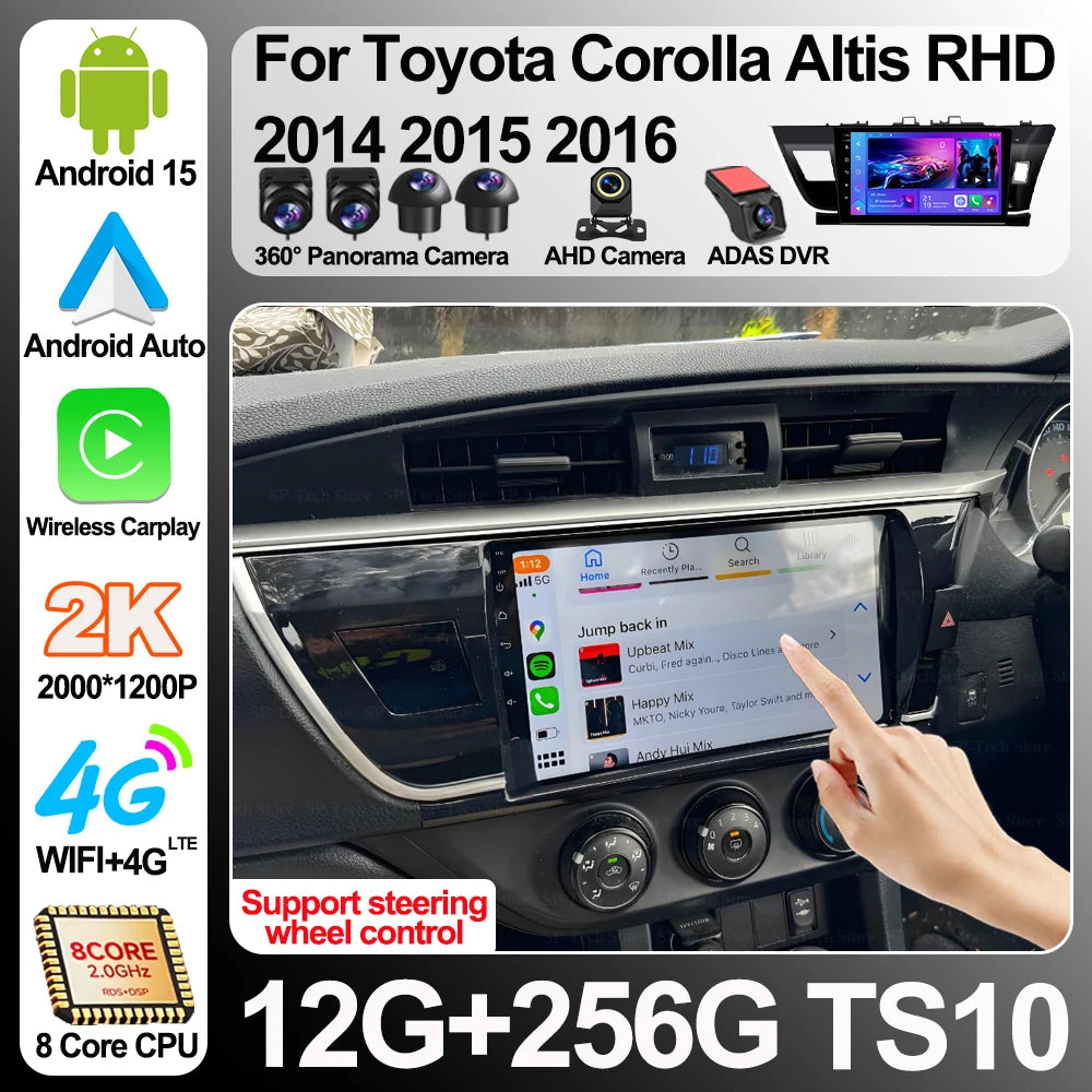Android 16 For Toyota Corolla Altis Rhd 2014 2015 2016 Car Radio Multimedia Video Player N | AUTOKITSHOP
