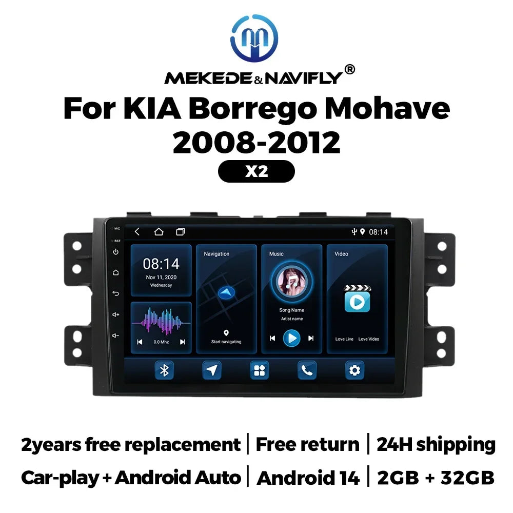 9inch 2 Din Car Radio Suitable for Kia Borrego Mohave 2008-2012 Carplay+Auto Audio Multime | AUTOKITSHOP