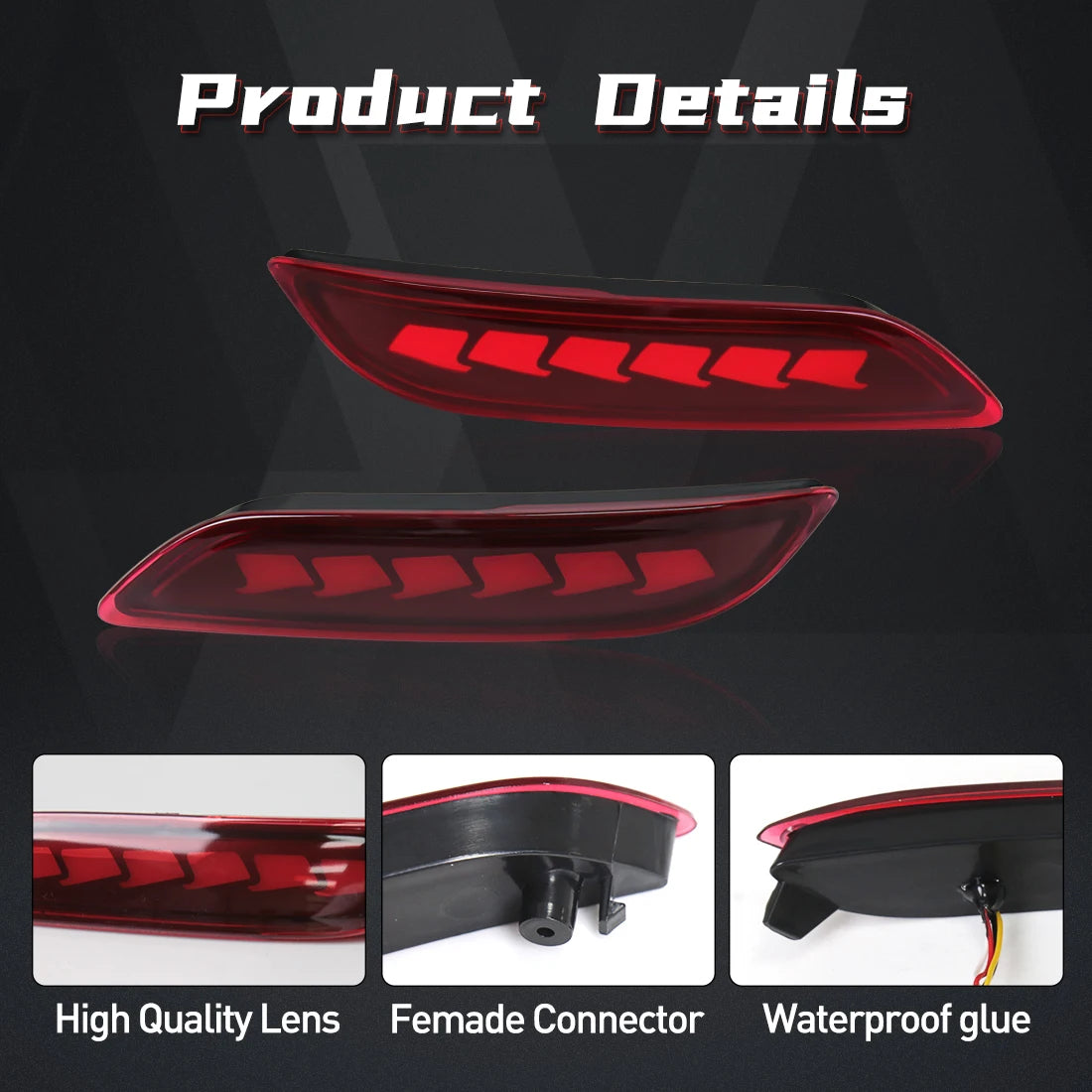 LED Bumper Reflector Lights For Toyota Camry 2018 2019 2020 2021 2022 2023 2025 Dynamic Tu | AUTOKITSHOP