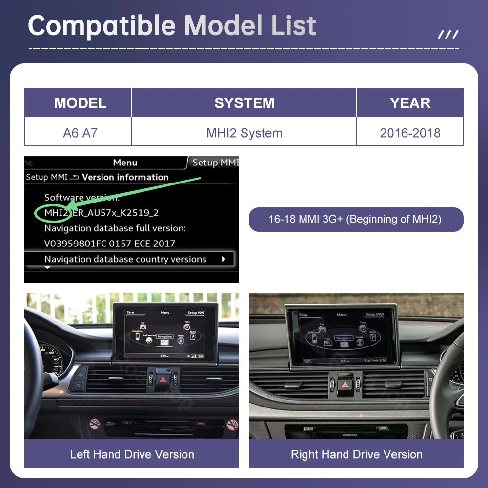 Road Top 12.3" Screen Multimedia For Audi A6 C6 A7 C7 2016-2018 with Wireless CarPlay Andr | AUTOKITSHOP