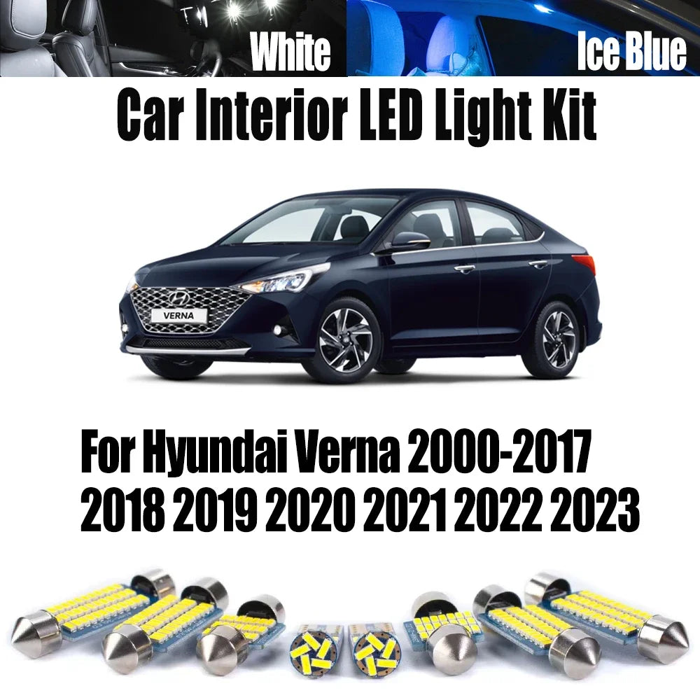 LED Interior Light Kit for Hyundai Verna 2000-2019 - Canbus Dome Map Door Trunk Bulbs | AUTOKITSHOP