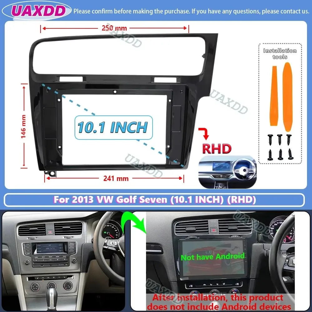 For 2013+ VW Golf Seven 10.1inch 2 Din Car stereo radio Android frame panel fascia cable v