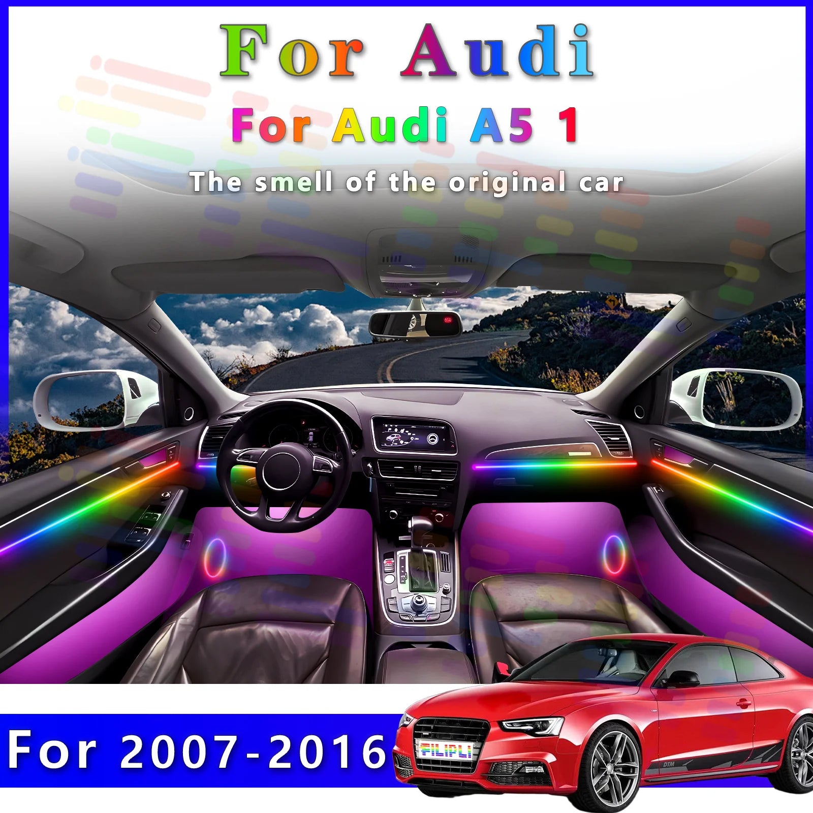 RGB - Ambient Light - for Audi A5 2007-2016 - App Control - Car Interior Lighting | AUTOKITSHOP