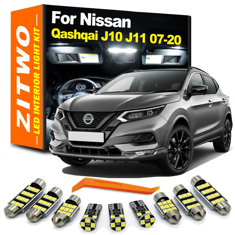 ZITWO 11Pcs LED Interior Light Plate Lamp Kit For Nissan Qashqai J10 J11 2007 2008 2009 2010 2011 2012 2013 - 2018 2019 2020