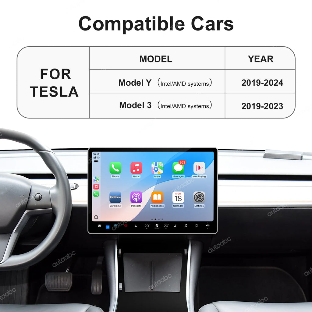 AUTOABC Wireless CarPlay Android Auto for Tesla Model 3 Model Y with Multimedia Accessorie | AUTOKITSHOP
