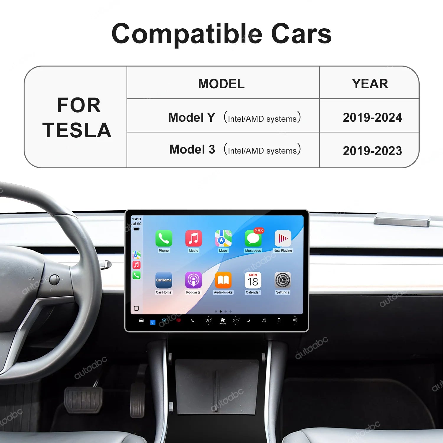 AUTOABC Wireless CarPlay Android Auto for Tesla Model 3 Model Y with Multimedia Accessorie | AUTOKITSHOP