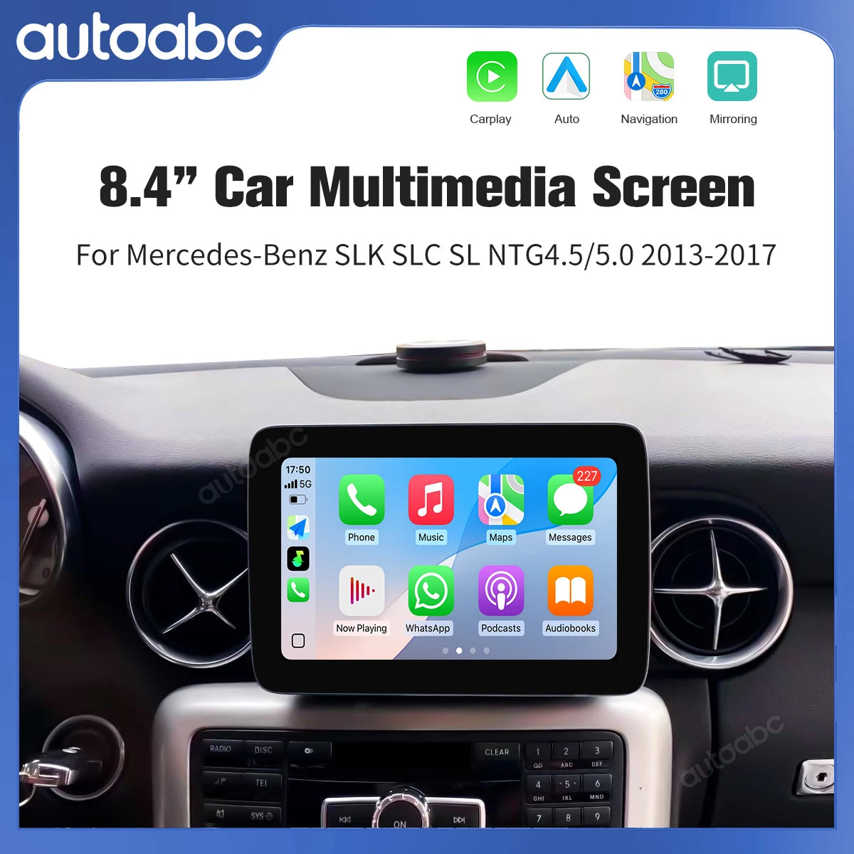 8.4inch Car Multimedia Screen Wireless Android Auto CarPlay Display For Mercedes-Benz SLK  | AUTOKITSHOP