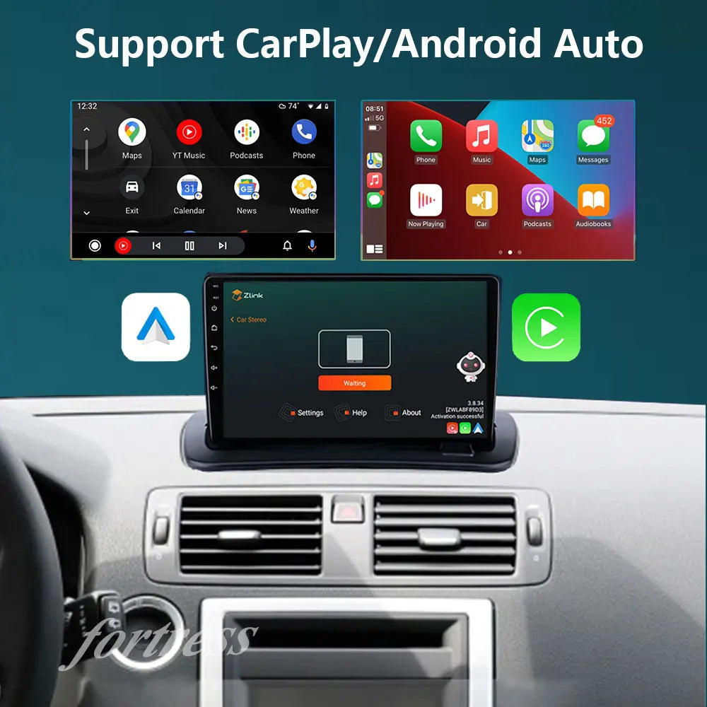 Android 16 Carplay Auto Car Radio For VOLVO C30 S40 C70 2006-2009 2010 2011 2012 GPS Navig