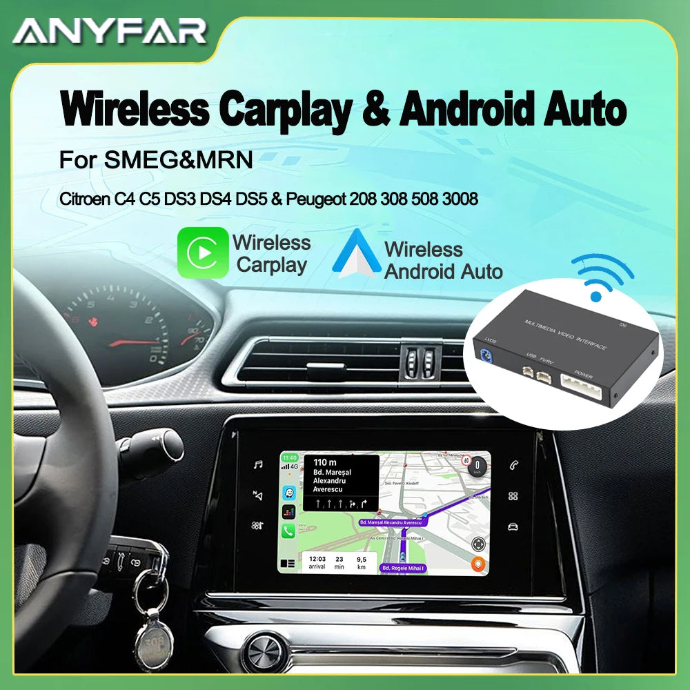 Wireless Carplay adapter Android Auto module For Peugeot Citroen SMEG MRN 208 308 508 3008